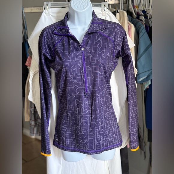 Nike Pro Hyperwarm Dark Purple Geometric Print Half‎ Zip Warm Size Small - Picture 9 of 15